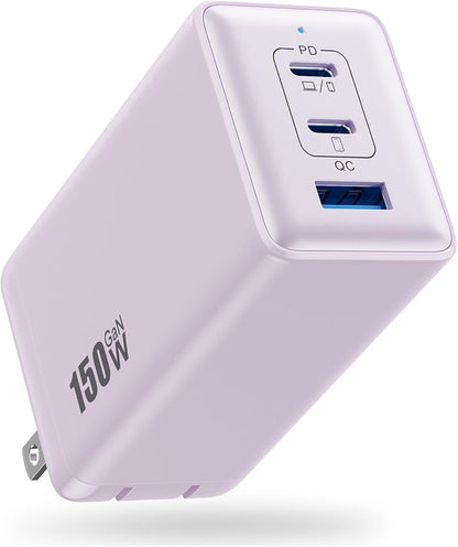 150W USB C Charger Block, GaN III Compact Foldable Wall Charger 3 Port Fast by Pxwaxpy