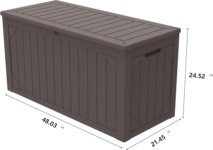 100 Gallon Resin Deck Box, Waterproof Outdoor Storage Box - Image 3