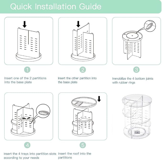 360 Rotating Makeup Organizer, DIY Adjustable Spinning Holder, Foldable - Image 6