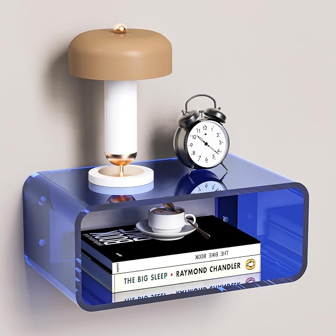 Acrylic Floating Nightstand, Bedside Table, Nightstand Shelf Wall Mounted by AcrylicTable