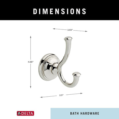 Delta Double Towel Hook for Bathroom or Kitchen| Polished Nickel | Cassidy - Image 4