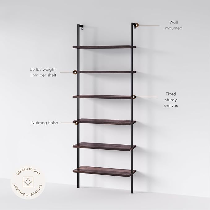 Nathan James Theo 6-Shelf Tall Bookcase, Wall Mount Bookshelf - Image 4