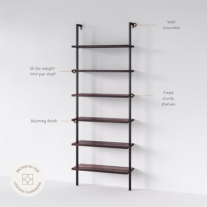 Nathan James Theo 6-Shelf Tall Bookcase, Wall Mount Bookshelf - Image 4