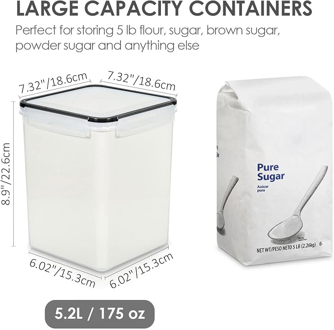 Vtopmart 4 PCS Large Food Storage Containers 5.2L / 175oz, 4 Pieces BPA Free - Image 2