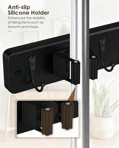 AceMining Broom Holder Wall Mounted, Wooden Mop and Broom Holder - Image 3
