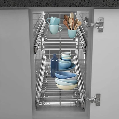 2 Tier Pull Out Cabinet Organizer 11" W X 17" D, Slide Out Drawers - Image 8