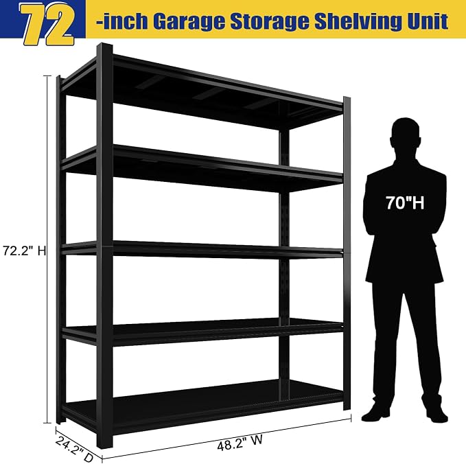 3000LBS Garage Shelving Units and Storage, Heavy Duty Shelf Rack, 5 Tier Shelves - Image 2