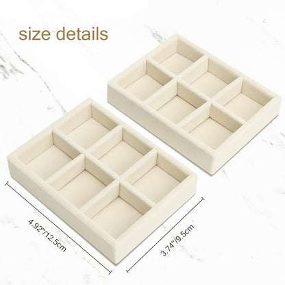 DesignSter Small Jewelry Tray-Ring Organizer 2PCS Premium Velvet Rings Earrings - Image 3