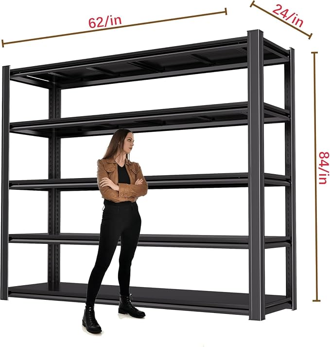 5-Tier Heavy Duty Garage Shelving, 000 lbs Capacity Adjustable Metal Storage - Image 3