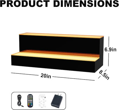 MESAlLUP 20 Inch 2 Tier Lighted Liquor Bottle Display Shelf, LED Bar Shelves - Image 2