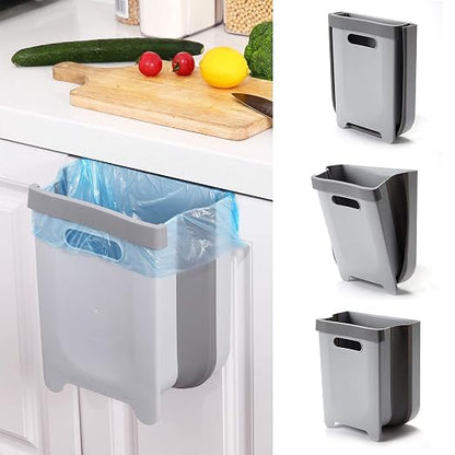 Hanging Collapsible Trash Can - 9L Wall Mounted Foldable Waste Bin by Unknown