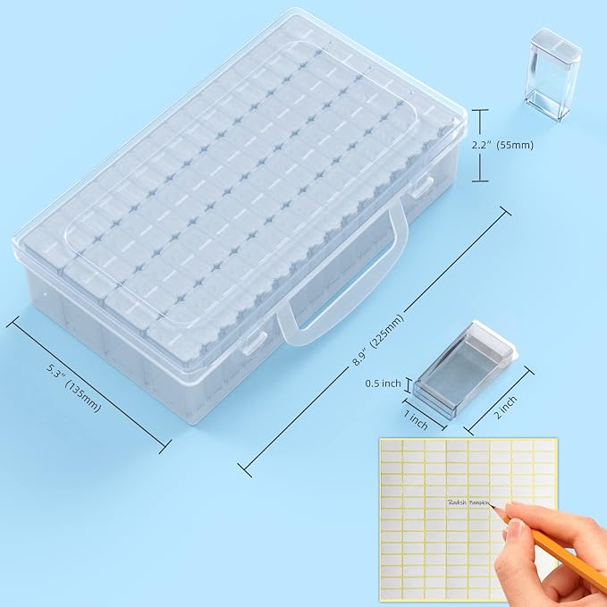 64 Solts Seed Storage Box with 112Pcs Label Sticker and a Tweezers, Diamond - Image 6