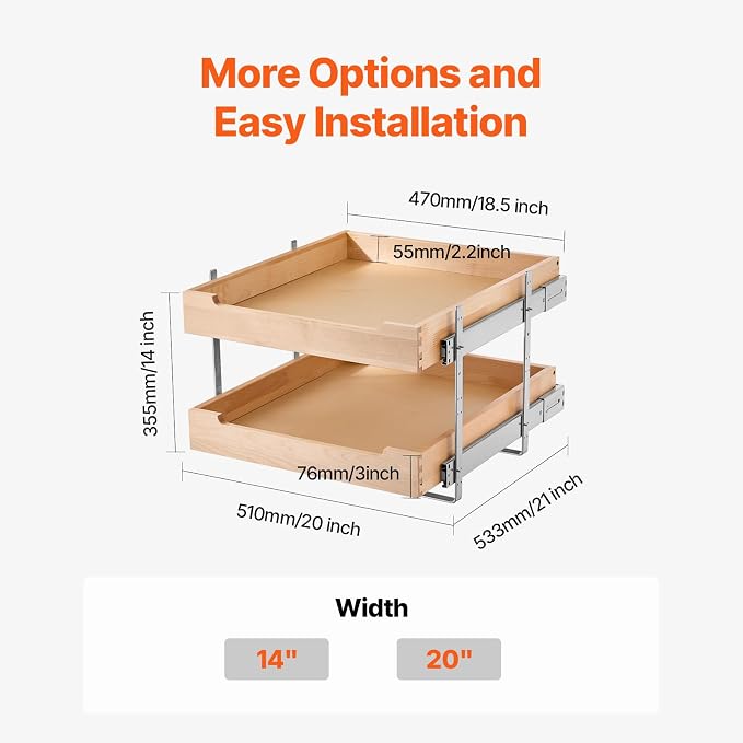 VEVOR 2 Tier Pull Out Cabinet Organizer, Soft Close Slide out Shelf, Heavy-Duty - Image 7
