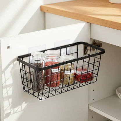 2 Pack Hanging Wall Basket Organizer Over the Cabinet Door Wire Baskets - Image 3