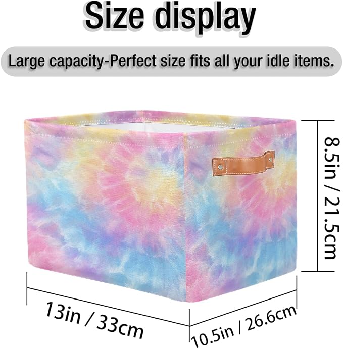 Pardick Tie Dye Pink Cute Basket Storage Bins Large Fabric Toys Storage Cube Box - Image 4