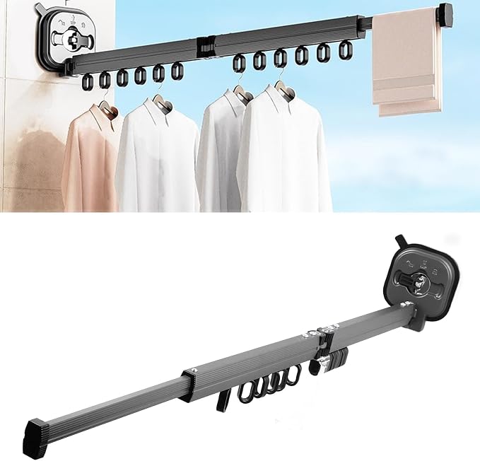 Retractable Clothes Drying Rack, 92cm/36.2in Wall Mount Laundry Hanger - Image 6