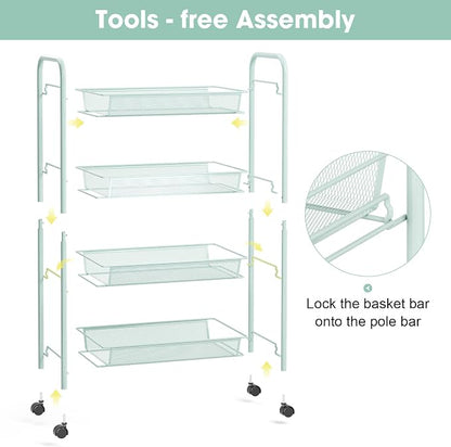 TOOLF 4-Tier Rolling Cart, Metal Utility Cart - Image 5