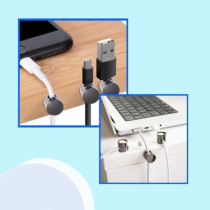 6 Sets Charger Cord Holder, Glossy Black Metal Adhesive Cable Management Clips - Image 3