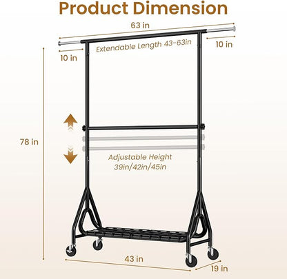 Double Rods Clothing Rack, Heavy Duty Clothes Rack - Image 7