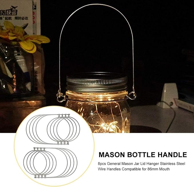 DOITOOL Mason Jar Wire Hangers 8 Pack Stainless Steel Wire Handles - Image 4