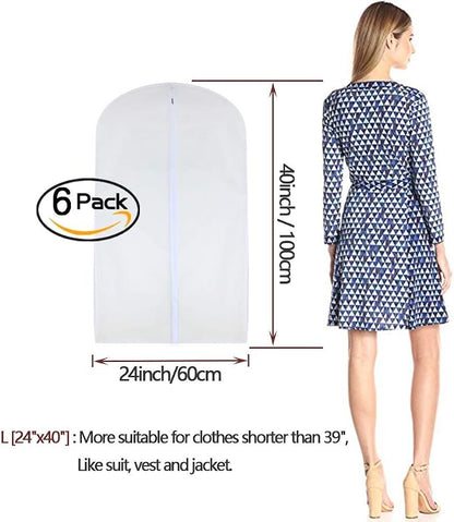 Garment Bags for Hanging Clothes 24'' x 40'' Suit Hanging Garment Bags White - Image 2
