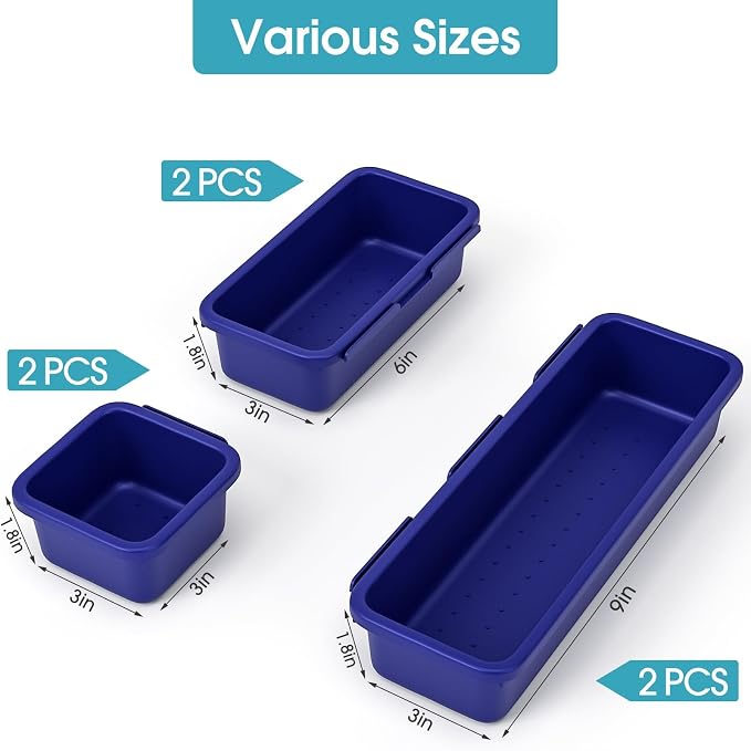 6 PCS Drawer Organizer Set, 3 Size Makeup Drawer Divider Organizer - Image 2