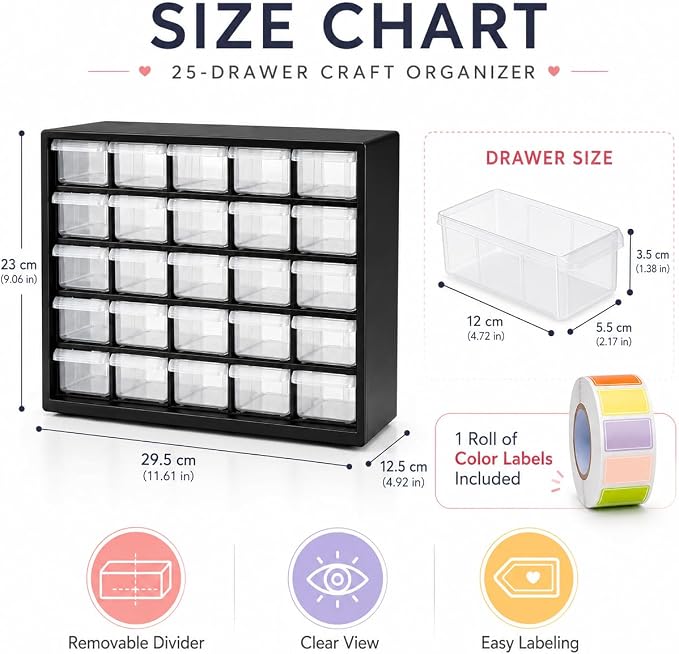 25-Drawer Plastic Drawer Storage Cabinet - Image 2