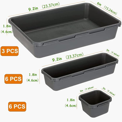 Kutesna 15PCS Interlocking Drawer Organizer, Plastic Desk Organizers Set | - Image 2