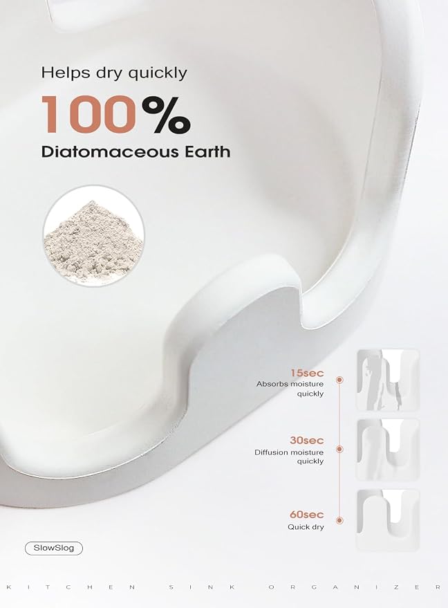Double Sponge Holder, Water-Absorbing Stone Dish Sponge Caddy - Image 5