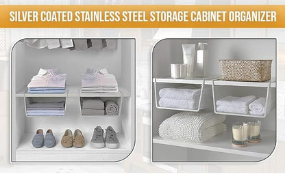 YBM Home Under Shelf Basket Mesh Stainless Steel Storage Under Cabinet Hanging - Image 2