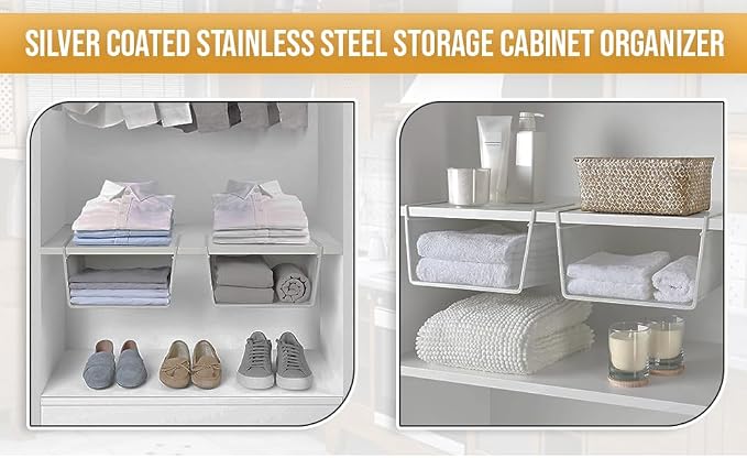 YBM Home Under Shelf Basket Mesh Stainless Steel Storage Under Cabinet Hanging - Image 2