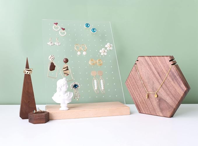 GemeShou Beech earring display for selling jewelry, wooden earring holder for - Image 5