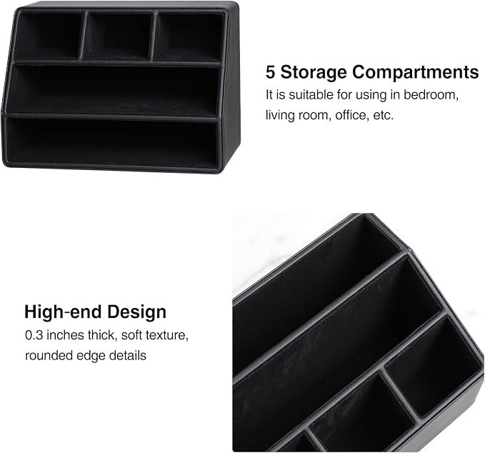 PU Leather Desk Organizer, Luxury Remote Control Holder - Image 5