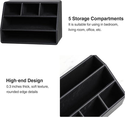 PU Leather Desk Organizer, Luxury Remote Control Holder - Image 5