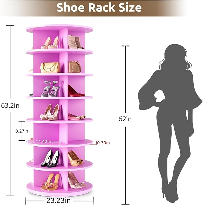 Rotating Shoe Rack 7 Tier Spinning Shoes Organizer Tower - Image 3