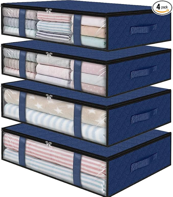 StorageRight Under Bed Storage Bags 4 Pack, 40L Large Clothes & Comforter by StorageRight