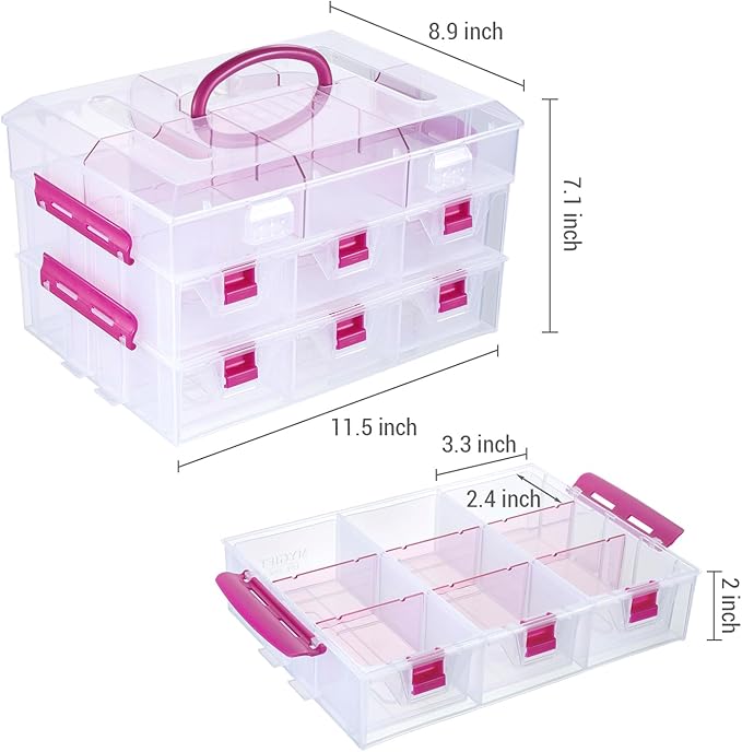 MyGift 11 Inch Clear Arts and Crafts Stackable Container, Sewing Supplies - Image 6