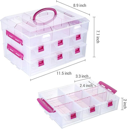 MyGift 11 Inch Clear Arts and Crafts Stackable Container, Sewing Supplies - Image 6