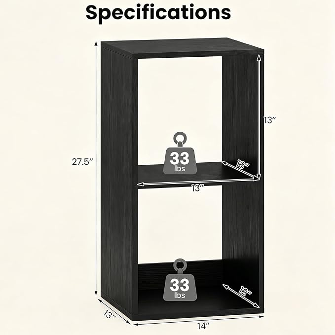 POWERSTONE 2 Cube Storage Organizer Set of 2, 2 Tier Cubby Bookshelf - Image 3