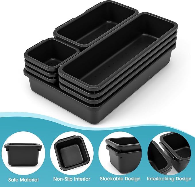 StoreHappily 10 PCS Drawer Organizer Set, 4 Size Makeup Drawer Divider Organizer - Image 3