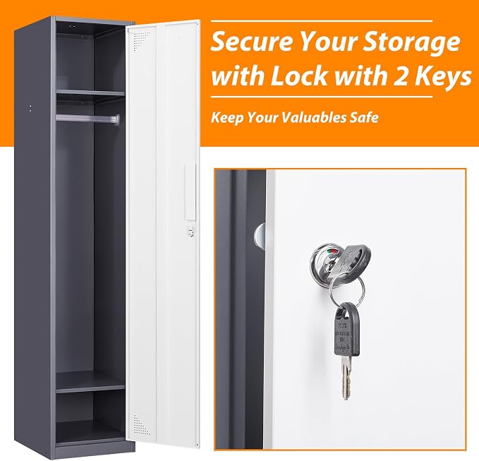 Metal Locker for Home, Dressing Room, Lockable Locker Cabinet - Image 6