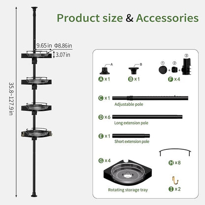 akinbas 360° Rotating Shower Caddy Tension Pole - Image 4