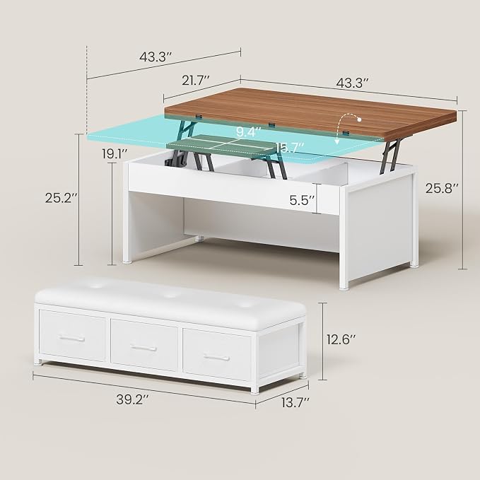 Itaar Lift Top Coffee Table Set, Center Table - Image 2