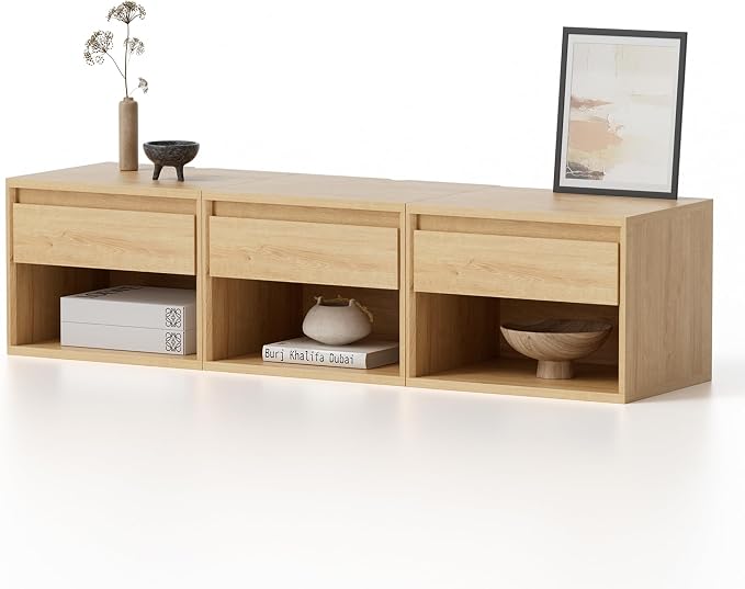 Floating Nightstand Set of 3, Wall Mounted Bedside Table - Image 9