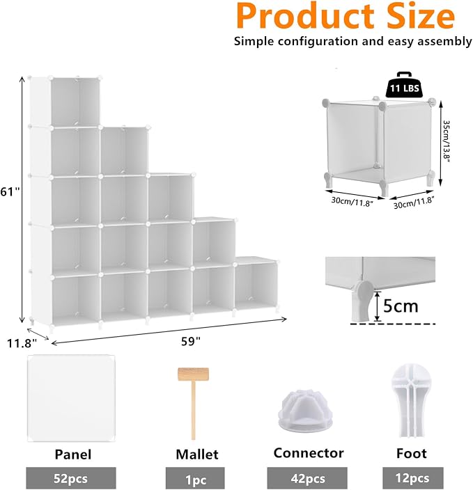 AWTATOS Cube Storage Organizer, 16 Cube Closet Organizer, DIY Portable Closet - Image 3