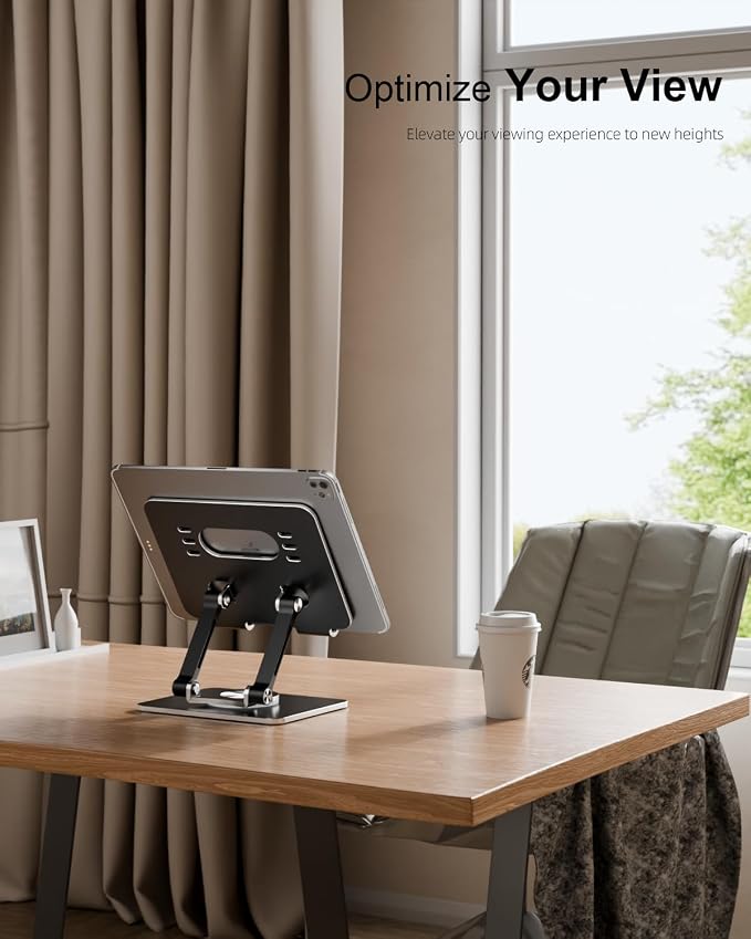 Tablet Stand Holder with Thickened 360°Rotating Base Dual Rod Adjustable - Image 9