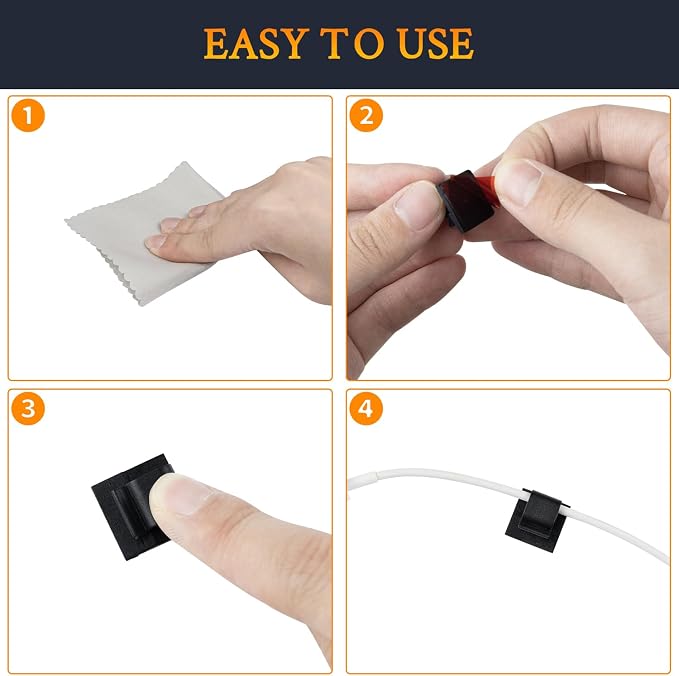 SOULWIT 50 Pcs Self Adhesive Cable Management Clips, Cable Organizers Sticky - Image 7