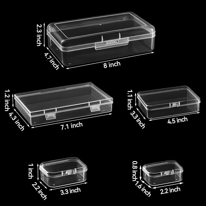 42 Pieces Mixed Sizes Rectangular Empty Mini Clear Plastic Organizer Box | - Image 2