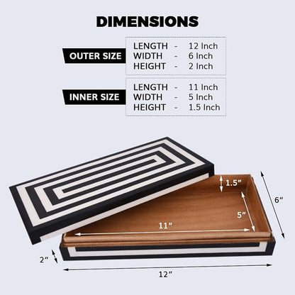 Handicrafts Home Large Decorative Storage Box 12x6– Coffee Table Organizer Box - Image 2