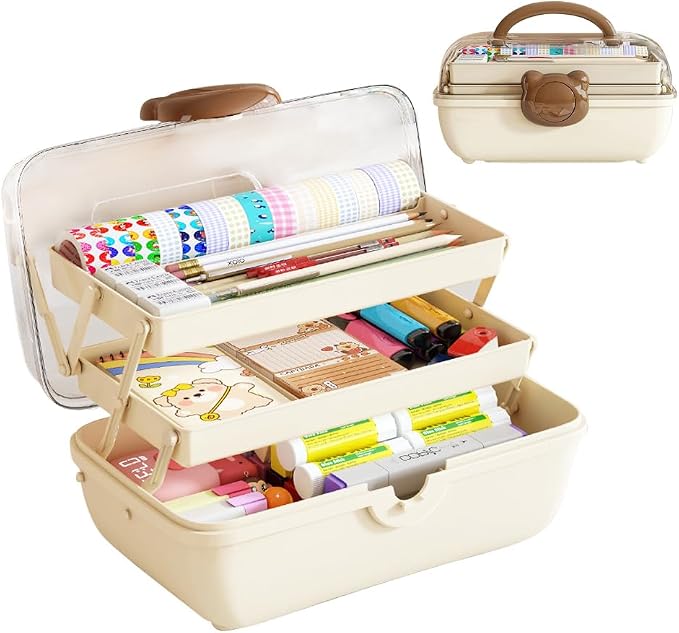 Cute Hair Accessories Organizer 3-Layers Kids Jewelry Storage Box Plastic Hair by GKWW